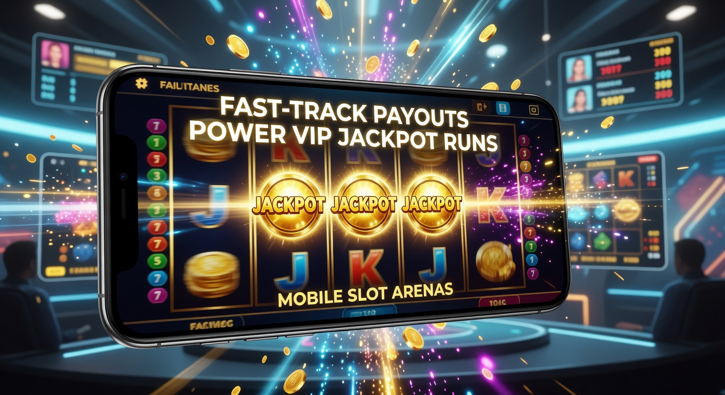 Detaillierte Grafik eines VIP-Dashboards mit laufenden Jackpot-Runs und Fast-Track-Auszahlungs-Status auf einem Mobilgerät