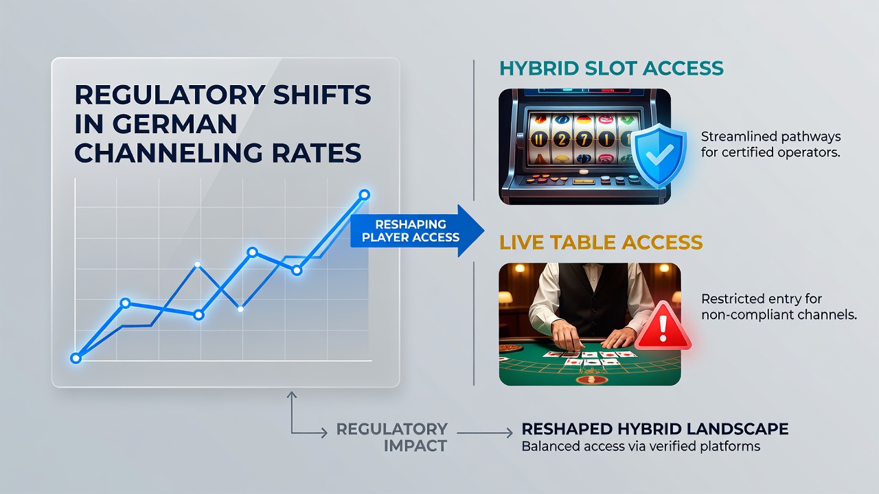 Illustration moderner Zahlungskanäle und hybrider Belohnungsflüsse zwischen Slots und Live-Tischen unter regulatorischen Vorgaben