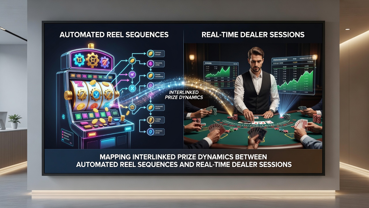 Illustration von Preisflüssen zwischen mobilen Slot- und Live-Dealer-Elementen