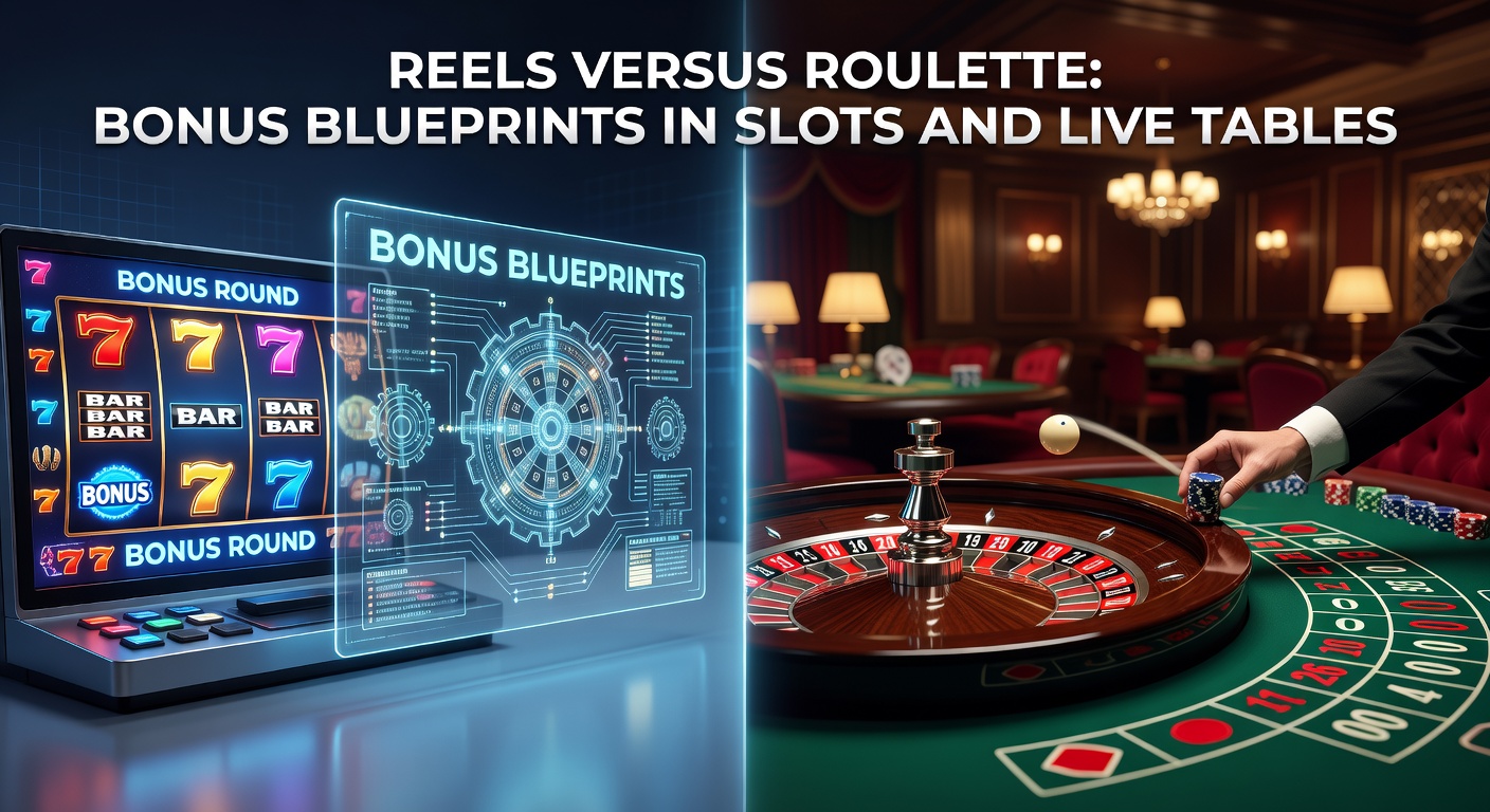 Vergleich von Slot-Reels und Roulette-Tisch mit leuchtenden Bonus-Symbolen